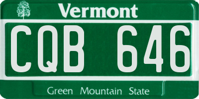 VT license plate CQB646