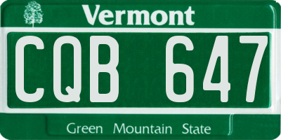 VT license plate CQB647