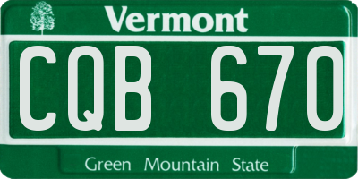 VT license plate CQB670