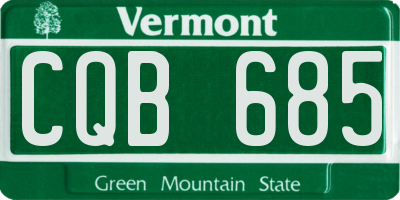VT license plate CQB685
