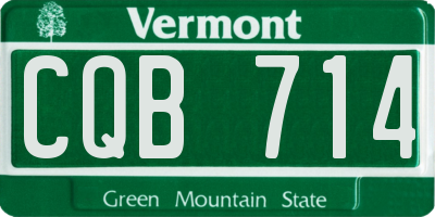 VT license plate CQB714