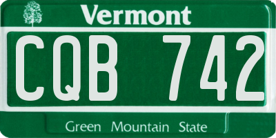 VT license plate CQB742