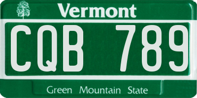 VT license plate CQB789