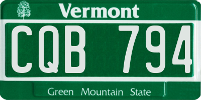 VT license plate CQB794
