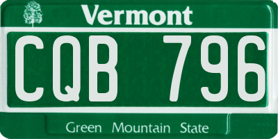 VT license plate CQB796
