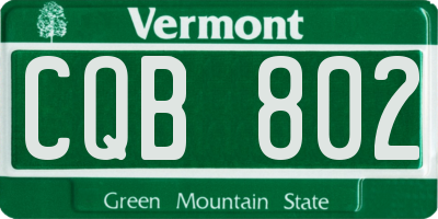 VT license plate CQB802