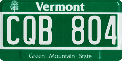 VT license plate CQB804