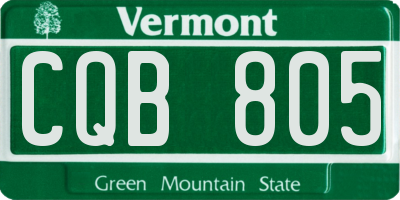 VT license plate CQB805