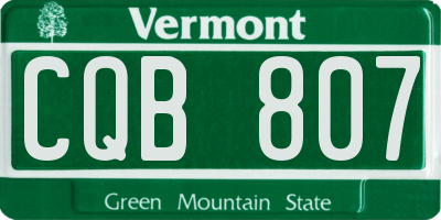 VT license plate CQB807