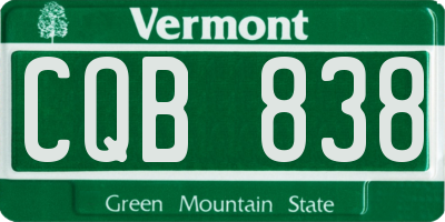 VT license plate CQB838