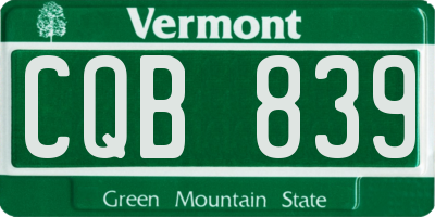 VT license plate CQB839
