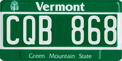 VT license plate CQB868