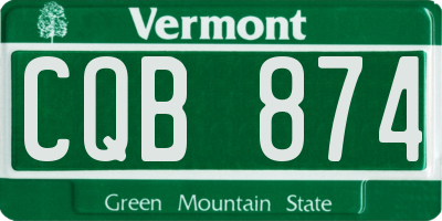 VT license plate CQB874