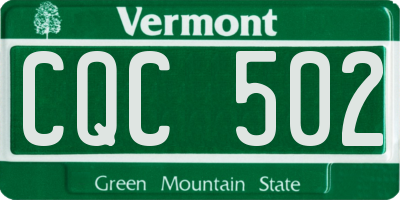 VT license plate CQC502