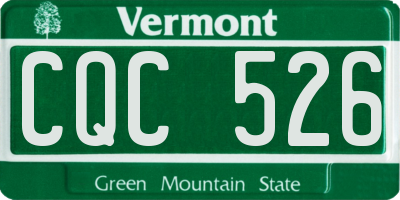 VT license plate CQC526
