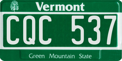 VT license plate CQC537