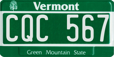 VT license plate CQC567