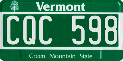 VT license plate CQC598