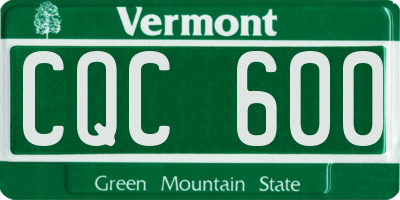 VT license plate CQC600