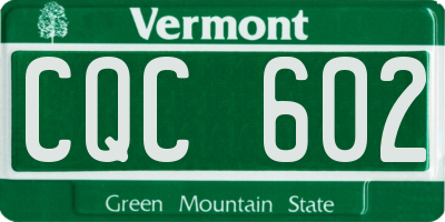 VT license plate CQC602