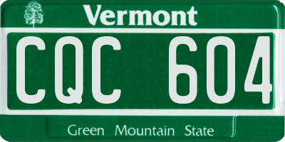 VT license plate CQC604