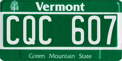 VT license plate CQC607