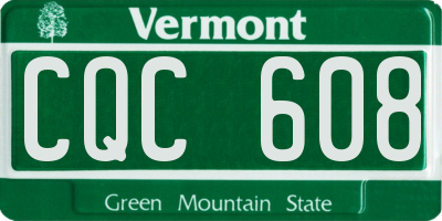 VT license plate CQC608