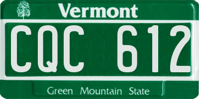 VT license plate CQC612