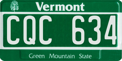 VT license plate CQC634
