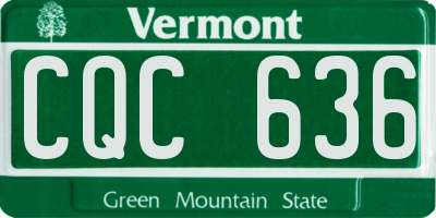 VT license plate CQC636