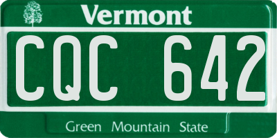 VT license plate CQC642