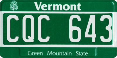 VT license plate CQC643