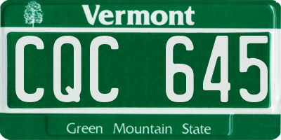 VT license plate CQC645
