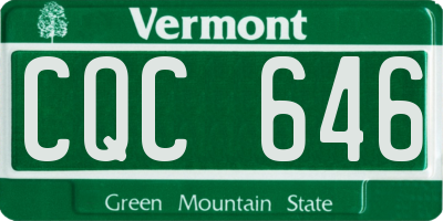 VT license plate CQC646