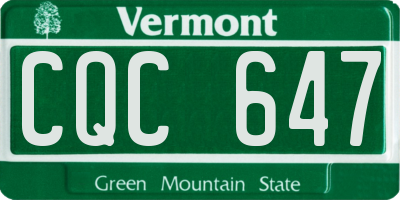 VT license plate CQC647