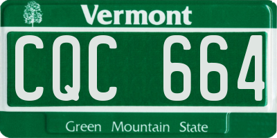 VT license plate CQC664
