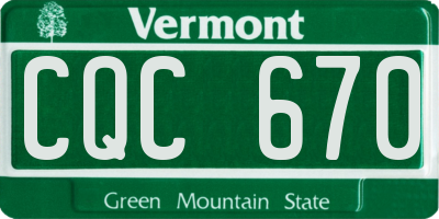 VT license plate CQC670