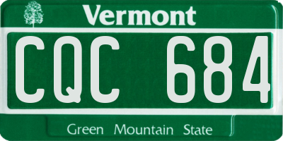 VT license plate CQC684