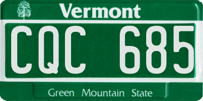 VT license plate CQC685