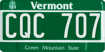 VT license plate CQC707