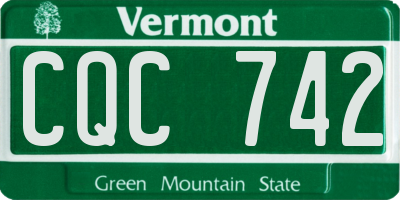 VT license plate CQC742