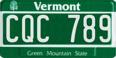 VT license plate CQC789