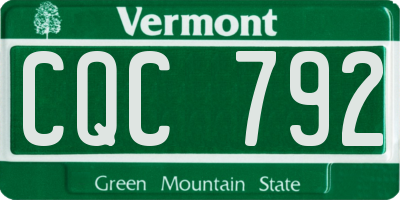 VT license plate CQC792