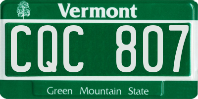 VT license plate CQC807