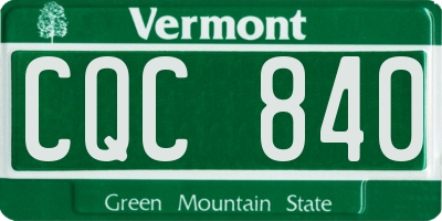 VT license plate CQC840