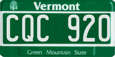 VT license plate CQC920