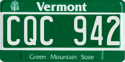 VT license plate CQC942