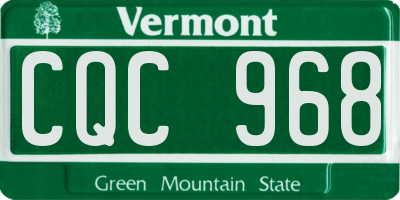VT license plate CQC968