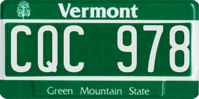 VT license plate CQC978