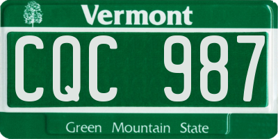 VT license plate CQC987